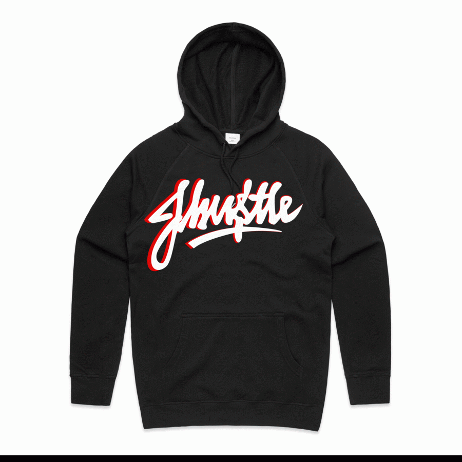 Graffiti Red/White On Black Hoody - J-Hu$tle Merchandise